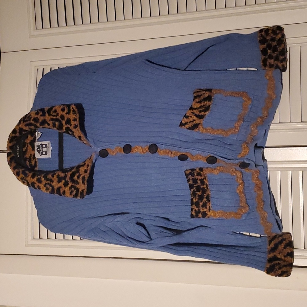 Like new! Vintage Storybook Knits faux fur detail collar trim sweater